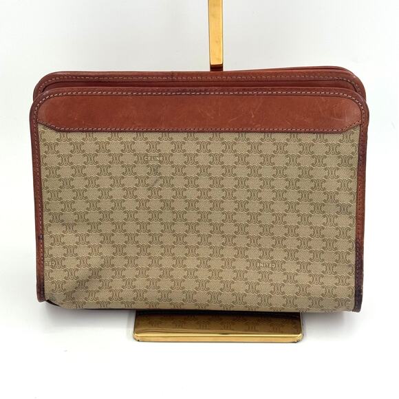 Celine Vintage Macadam Triomphe Canvas Leather Clutch - Picture 2 of 16